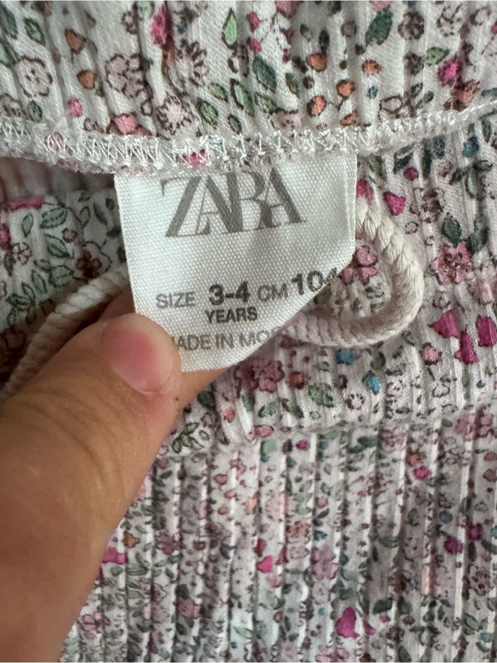 Zara Kids Girls Floral Ribbed Leggings Pink Purple White Size 3-4 Years 104cm - Picture 4 of 6